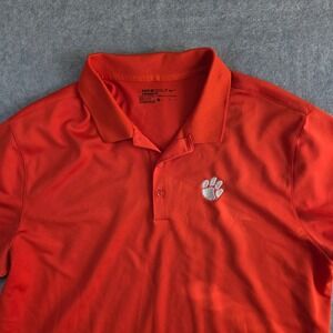 Nike Golf Clemson Tigers Polo Men Large Orange Dri-FIT Performance Shirt